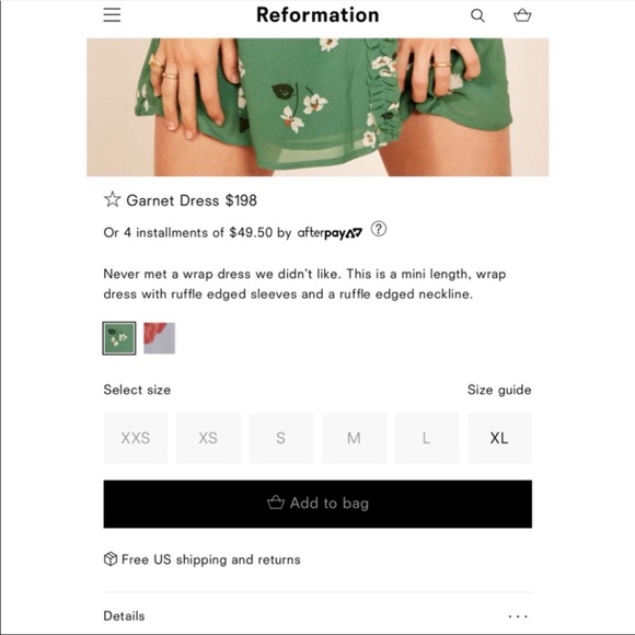 Reformation green floral wrap dress size XS - Picture 5 of 13